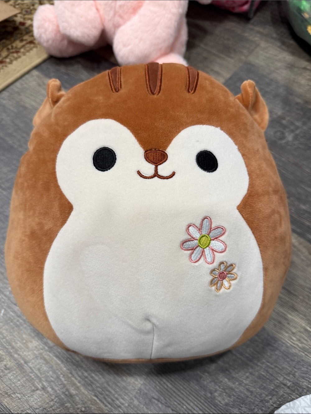 Original Squishmallows Brown & Cream Hedgehog Plush with Floral Embroidery